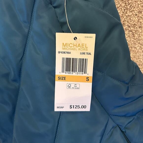 Michael Kors Women's Quilted Vest Full Zip Luxe Teal Size S - Small - NWT $125 - Picture 11 of 15